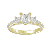 LADIES RING 1 3/4CT ROUND/PRINCESS DIAMOND 14K YELLOW GOLD (CENTER STONE PRINCESS DIAMOND 1CT )
